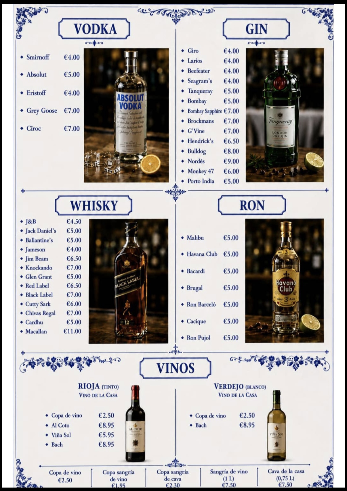 La Vinya Bar & Restaurante menu page 3